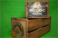 Pair of Modoc Pears and Honey Orange Wooden Boxes