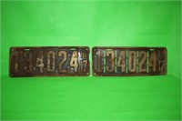 Pair of Old Illinois License Plates, 1917