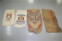 4 assorted Burlap Sacks & Bags