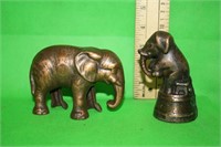 Pair of  Metal Elephant Coin Banks