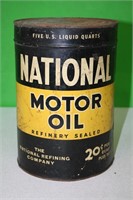 National Motor Oil 5 quart can