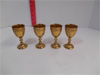 Glazed Gold Over Pewter Stemmed Shot Glasses