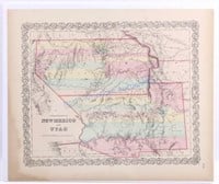 Colton's New Mexico & Utah Map Hand Tinted 1855
