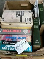 3 Boxes of auto manuals and Chilton Books