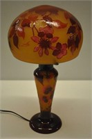 Signed Galle Cameo Glass Lamp