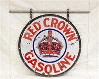 Red Crown Gasoline 42in, one sided metal sign