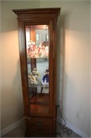 Lighted Oak Display Cabinet 21.5 x 14 x 72H