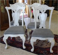 Set of 4 Shabby Chic French Grey Painted Chairs