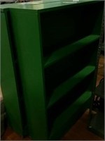 Two Wooden Bookshelves Painted Green