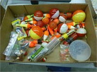 Box of bobbers and misc.