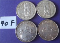 4 Canadian Silver Dollar Coins