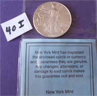 USA New York Mint 1oz Fine Silver 2000 Dollar