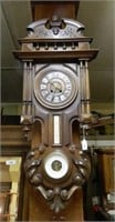 Henri II Style Walnut Wall Clock with Barometer.