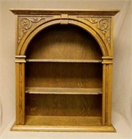 Arch Top Oak Hanging Display Cabinet.