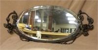 Wrought Iron Rose Framed Beveled Mirror.
