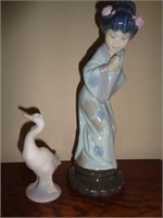 Lladro 10" Oriental and 4 1/2" Goose