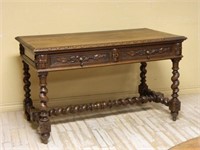 French Barley Twist Oak Desk.