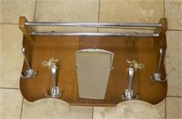 Art Deco Oak Mirrored Hat Rack.