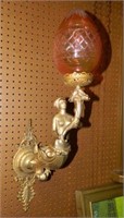 Figural Caryatid Mermaid Gilt Bronze Wall Sconce.