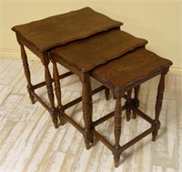 Oak Nest of Three Tables.