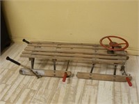 Vintage Wooden Two Man Bob Sled.