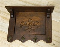 Floral Carved Oak Wall Rack.