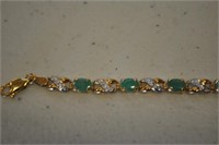 10K Yellow Gold Diamond Emerald Bracelet