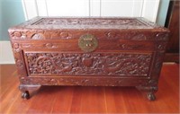 Oriental Carved Camphor Wood Trunk