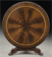 Large Regency mahogany tilt top centre table,