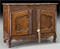 18th C. French carved walnut buffet,