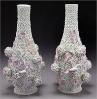 Pr. Meissen Schneeball porcelain vases