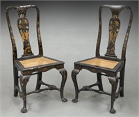 Pr. Georgian chinoiserie Queen Anne style chairs