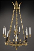 Restauration bronze & ormolu 8-light chandelier,
