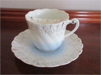 Antique Porcelain Mustache Tea Cup and Saucer