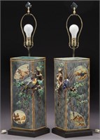 Pr. majolica vases mounted as lamps