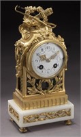 French gilt bronze and marble mantel clock,