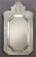 Venetian etched glass wall mirror,