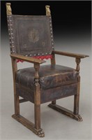 Spanish embossed leather armchair