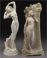 (2) figural nude sculptures,