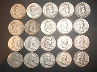 1954, 1956, 1957 mixed mint Franklin half dollar