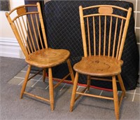 Pair Of Ca. 1850 Square Back Windsor Chairs
