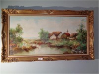 4 1/2 Foot x 30" Framed Oil on Canvas