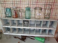 Pigeon Hole Box with Canning Jars, Wall Pocket,