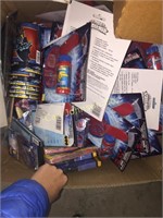 BOX OF SPIDERMAN/BATMAN PARTY SUPPLIES