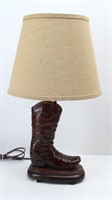 Western Ceramic Boot-Table Lamp w/ Burlap Shade