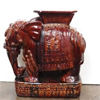Glazed Ceramic Elephant Plant Stand/Garden Seat