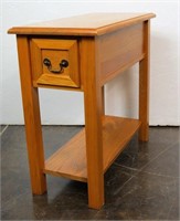 Narrow Oak Side Table w/Drawer