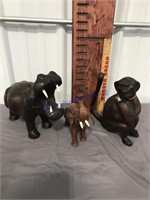 Hippo, monkey, elephant figures