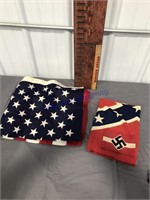 American flag--3x5, Confederate flag--2x3, Nazi