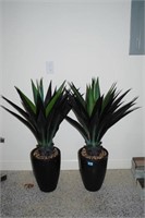 PAIR OF 16" PLANTERS WITH ARTIFICIAL PLANTS